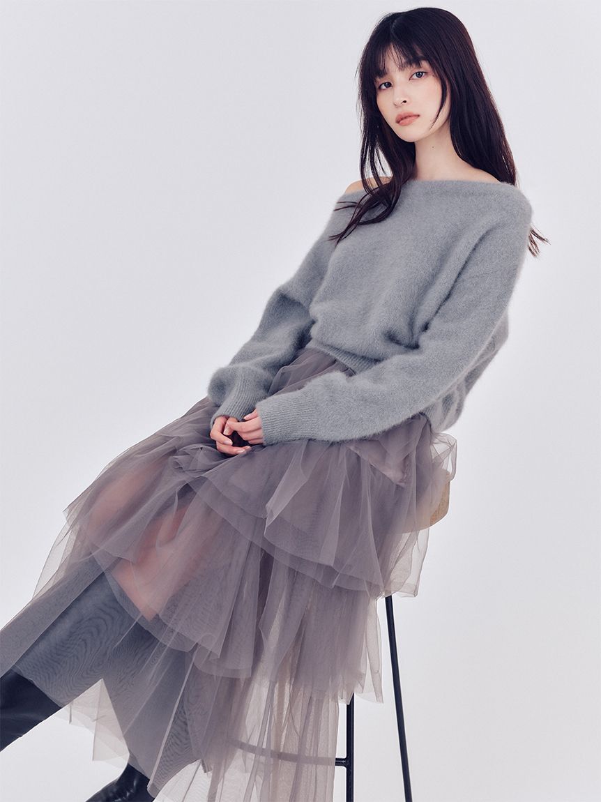 FRAY I.D「チュールアシメティアードスカート」|スカート|GRY