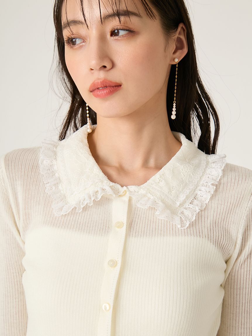 FRAY I.D「レースカラーニットカーディガン」|カーディガン|