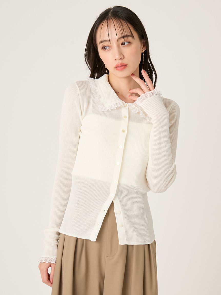 FRAY I.D「レースカラーニットカーディガン」|カーディガン|