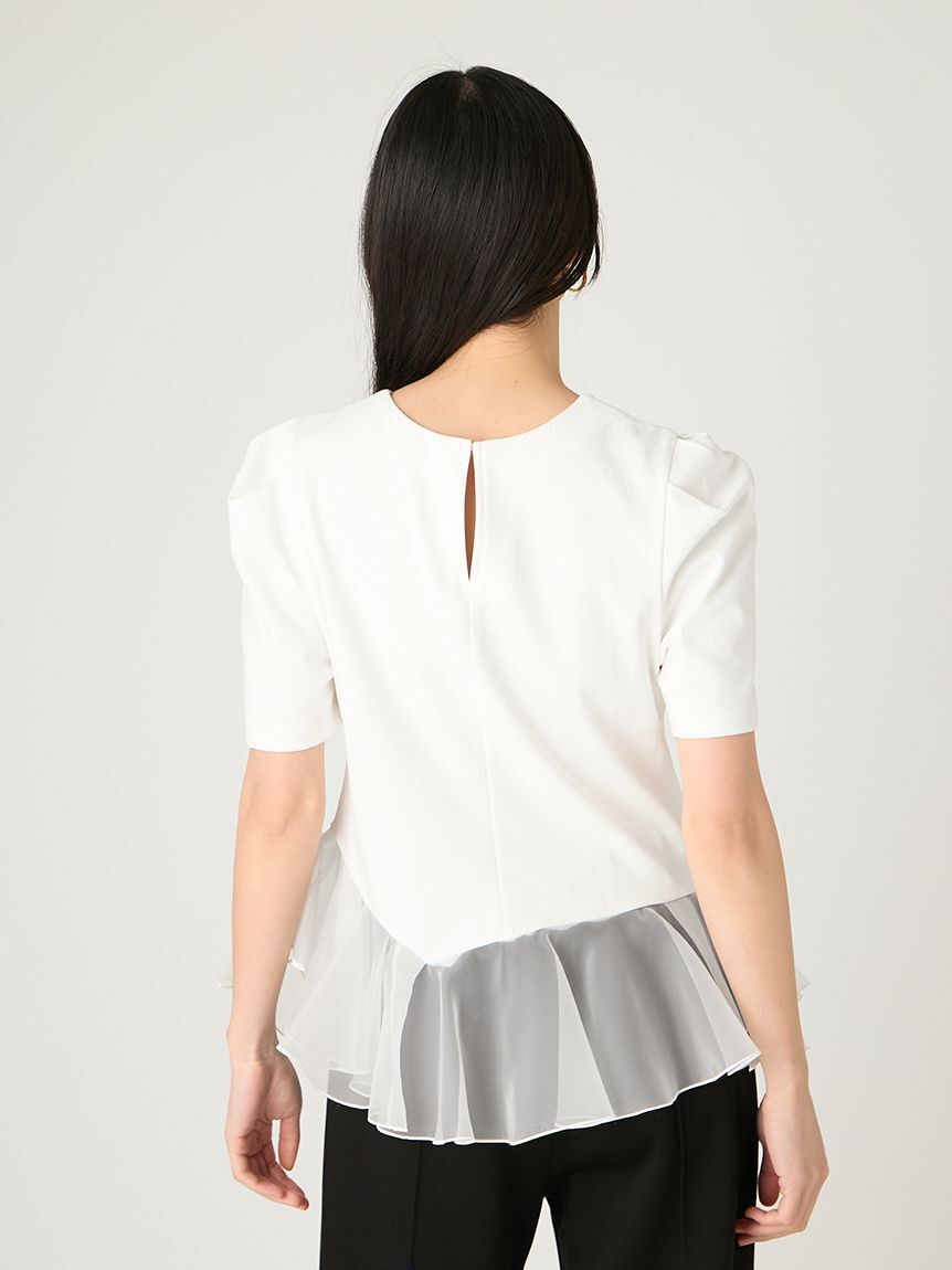 FRAY I.D「シアーペプラムカットトップス／ウォッシャブル」|Tシャツ・カットソー|