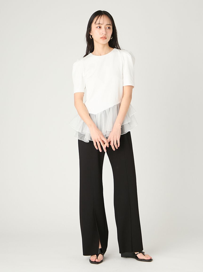 FRAY I.D「シアーペプラムカットトップス／ウォッシャブル」|Tシャツ・カットソー|