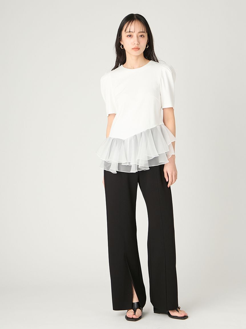 FRAY I.D「シアーペプラムカットトップス／ウォッシャブル」|Tシャツ・カットソー|