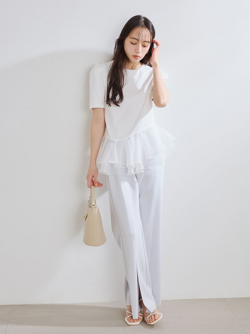 FRAY I.D「シアーペプラムカットトップス／ウォッシャブル」|Tシャツ・カットソー|