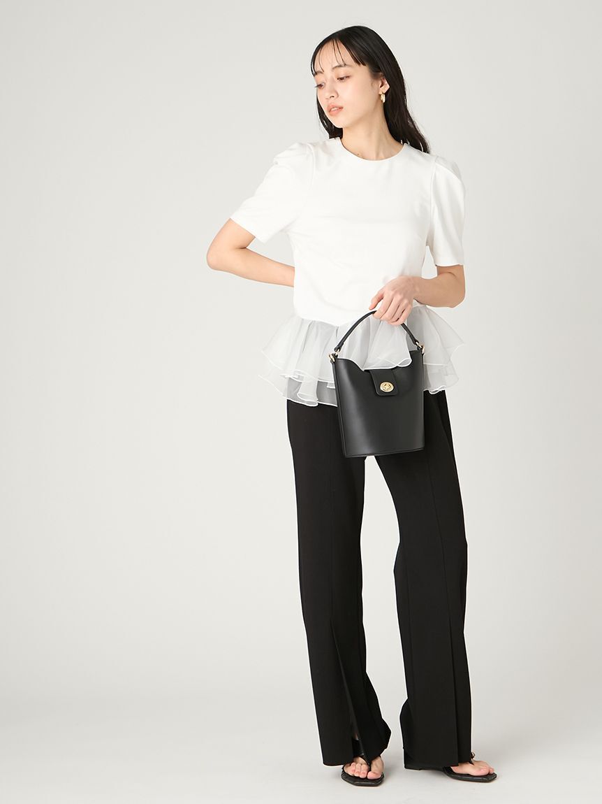 FRAY I.D「シアーペプラムカットトップス／ウォッシャブル」|Tシャツ・カットソー|