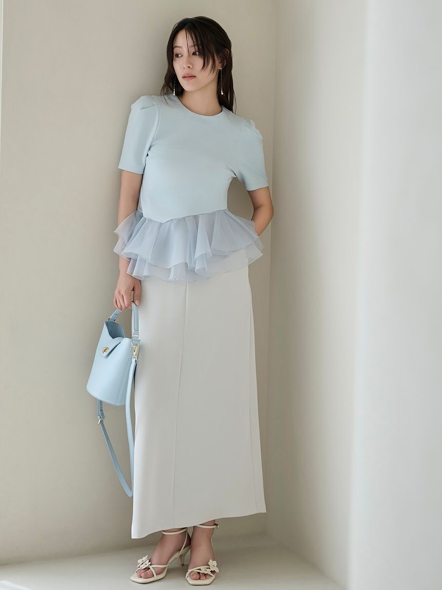 FRAY I.D「シアーペプラムカットトップス／ウォッシャブル」|Tシャツ・カットソー|