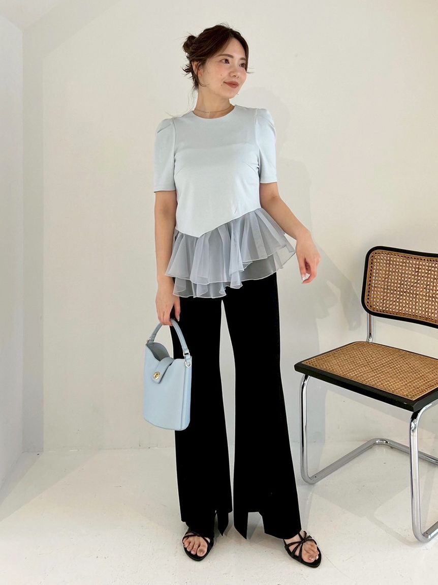 FRAY I.D「シアーペプラムカットトップス／ウォッシャブル」|Tシャツ・カットソー|