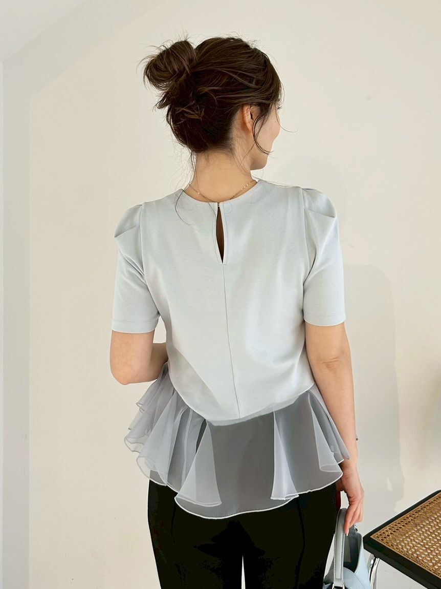 FRAY I.D「シアーペプラムカットトップス／ウォッシャブル」|Tシャツ・カットソー|