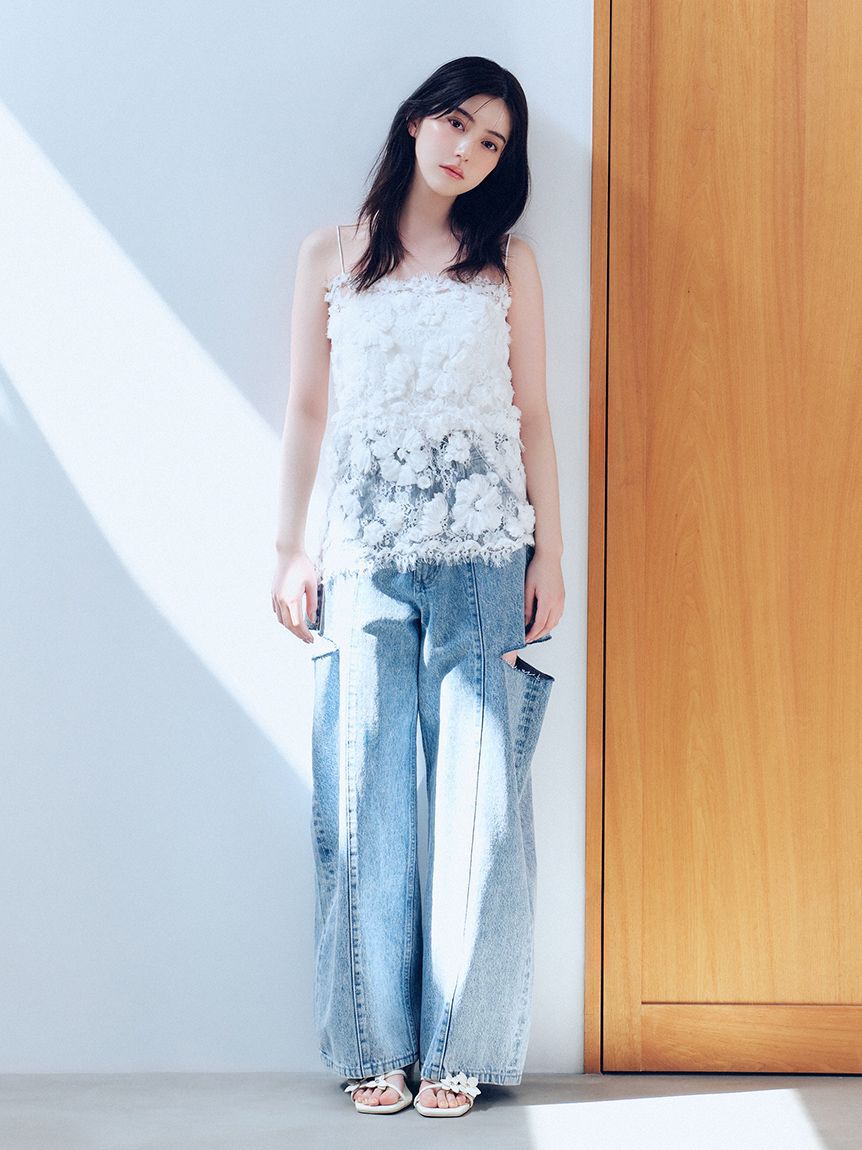 FRAY I.D「フラワーエンブロイダリーレースキャミソール」|キャミソール|