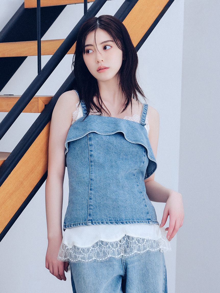 FRAY I.D「サイドスリットレーストリムキャミソール」|キャミソール|