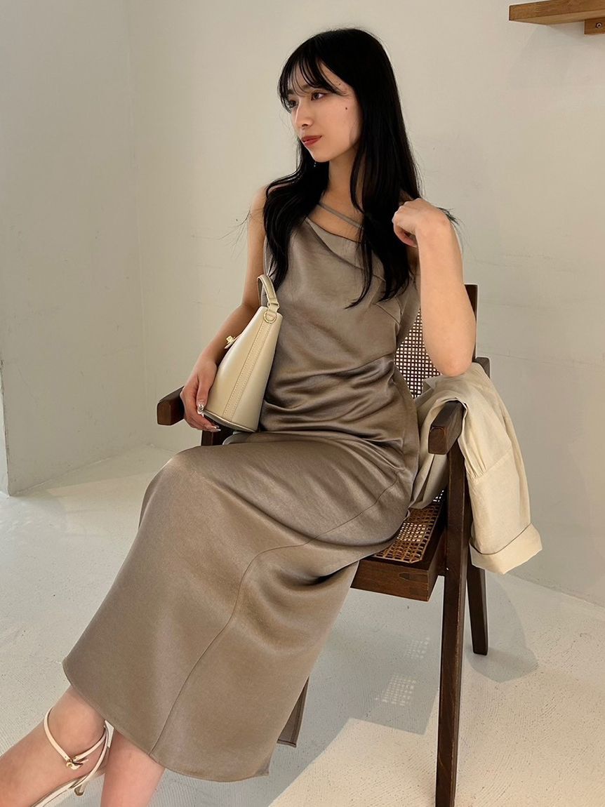 FRAY I.D「サテンキャミアシメワンピース」|ワンピース|