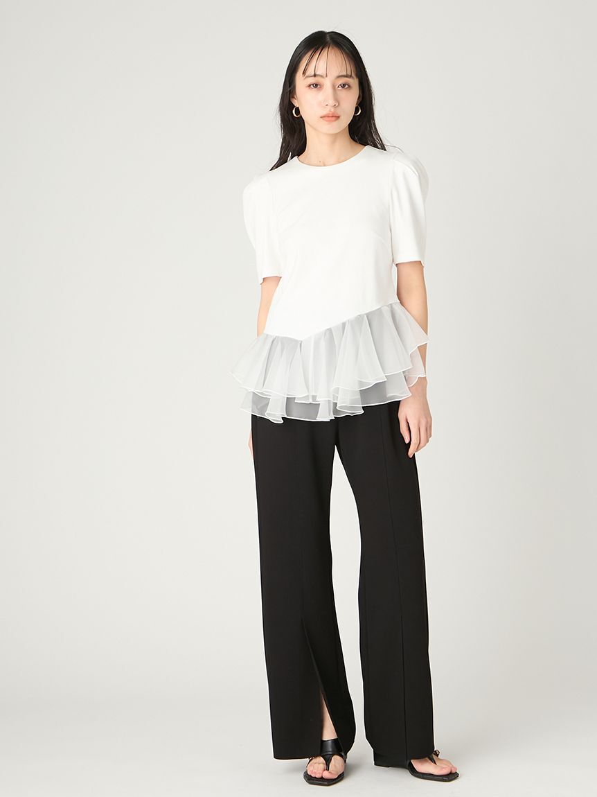 FRAY I.D「【00サイズあり】コンフォートメルティースリットパンツ／ウォッシャブル」|チノ|