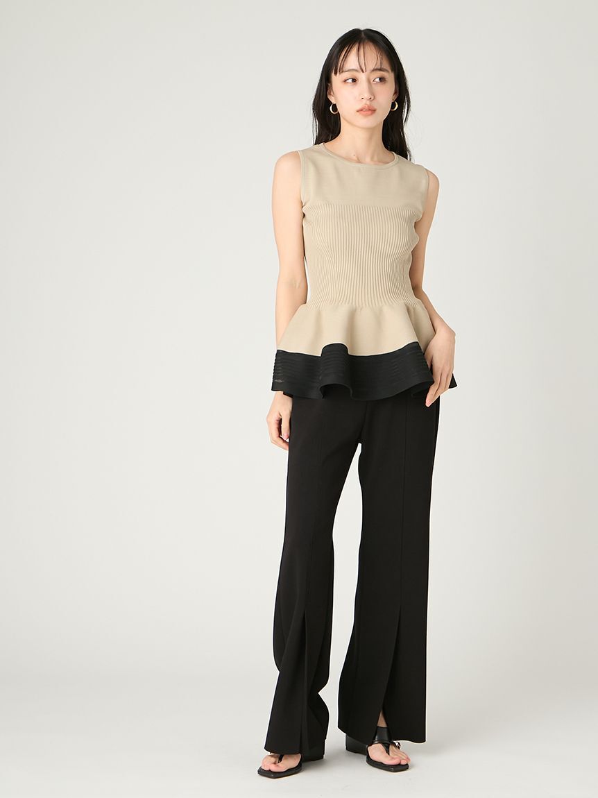 FRAY I.D「【00サイズあり】コンフォートメルティースリットパンツ／ウォッシャブル」|チノ|