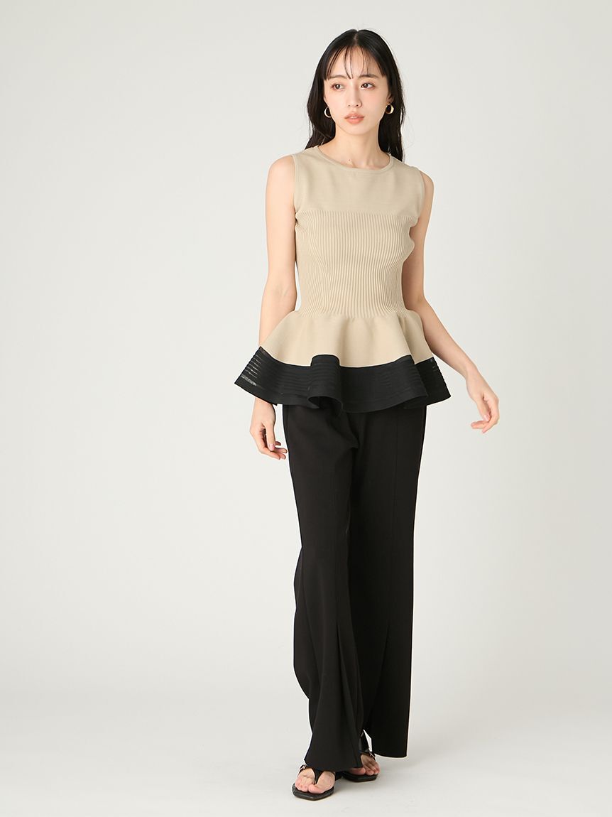 FRAY I.D「【00サイズあり】コンフォートメルティースリットパンツ／ウォッシャブル」|チノ|