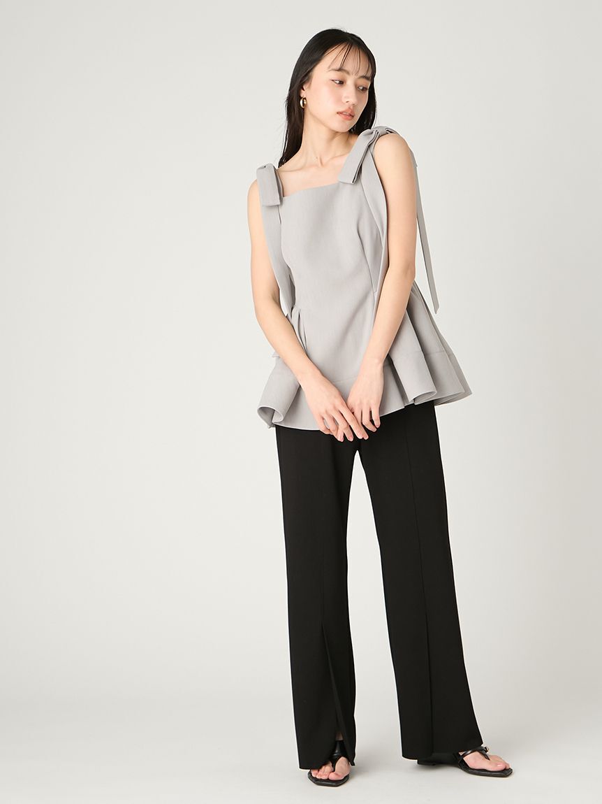 FRAY I.D「【00サイズあり】コンフォートメルティースリットパンツ／ウォッシャブル」|チノ|