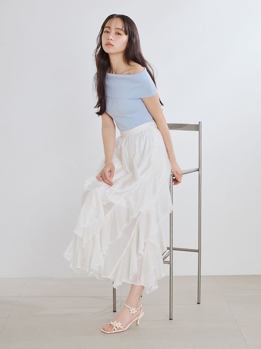 FRAY I.D「レーストリムランダムティアードスカート」|スカート|