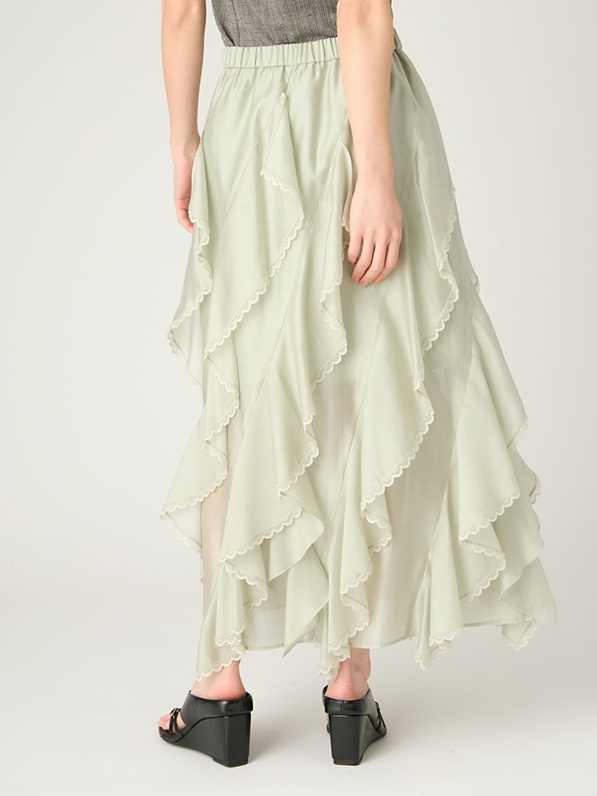 FRAY I.D「レーストリムランダムティアードスカート」|スカート|