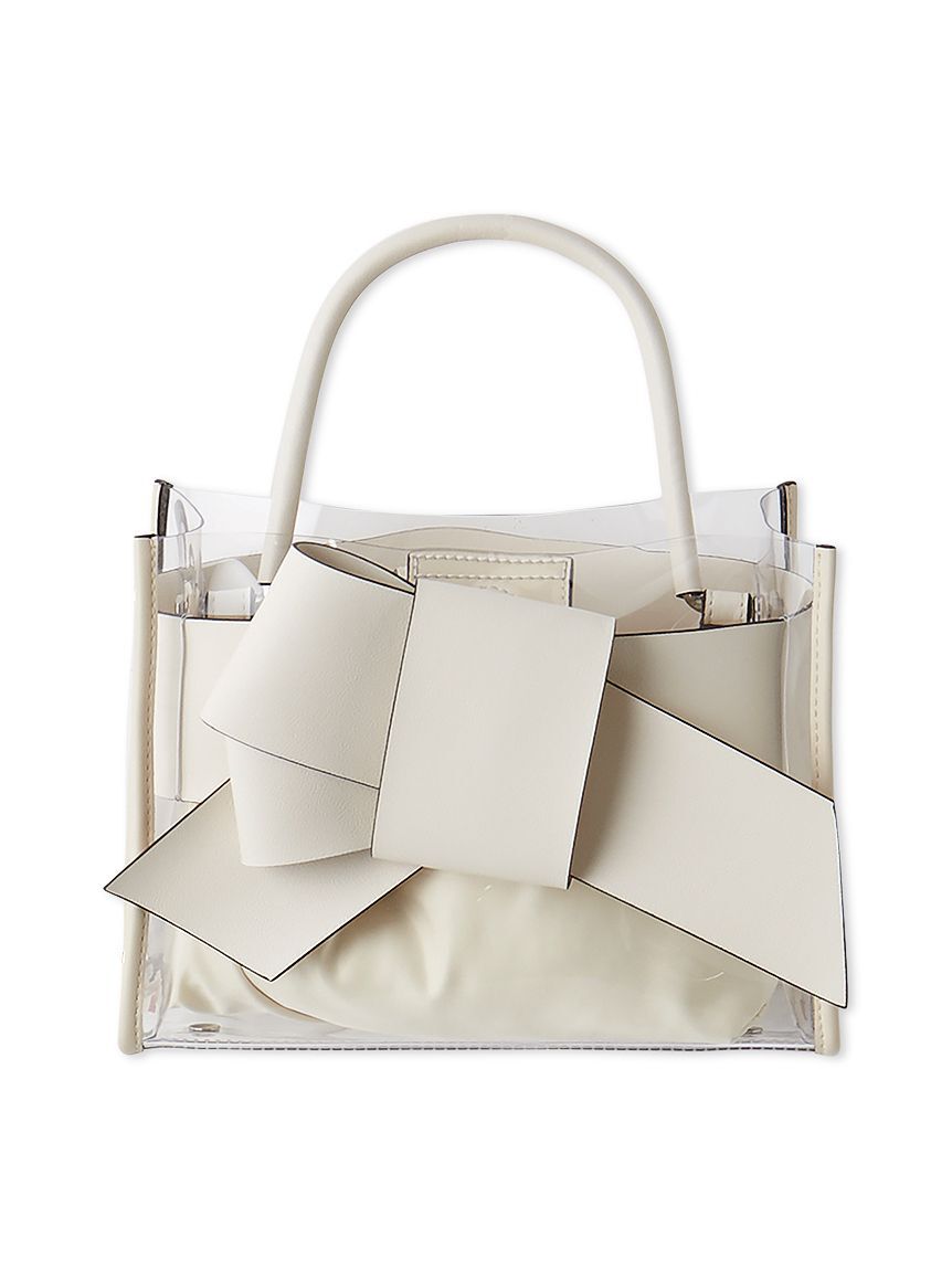 FRAY I.D「【ルエル】リボンクリアミドルバッグ」|ハンドバッグ|WHT