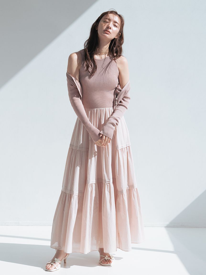 FRAY I.D「リブニットコンビティアードワンピース」|ワンピース|