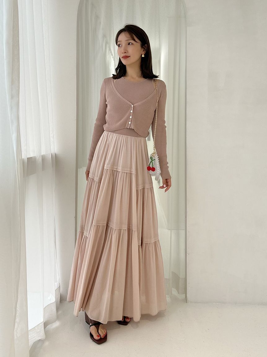 FRAY I.D「リブニットコンビティアードワンピース」|ワンピース|