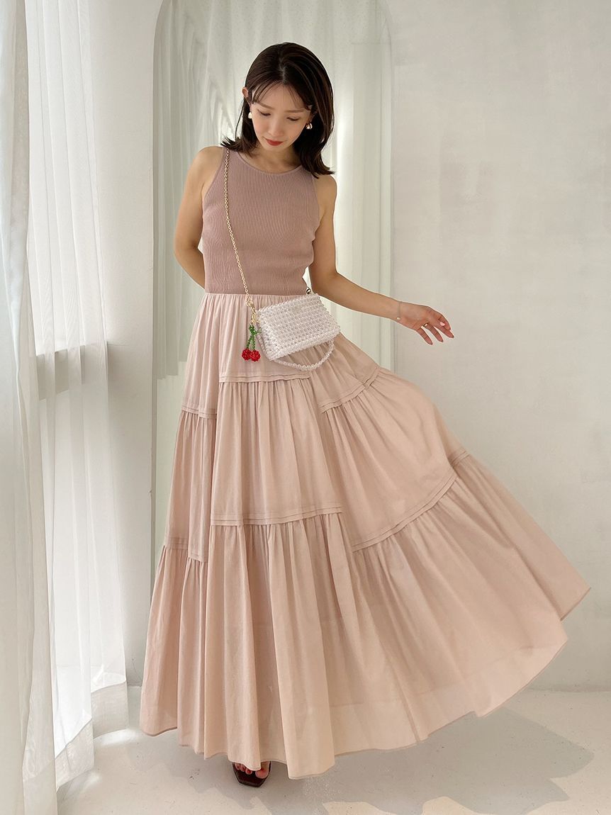 FRAY I.D「リブニットコンビティアードワンピース」|ワンピース|