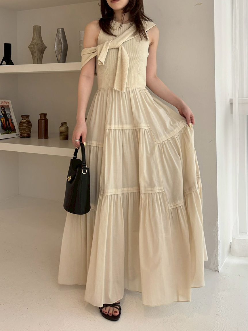 FRAY I.D「リブニットコンビティアードワンピース」|ワンピース|