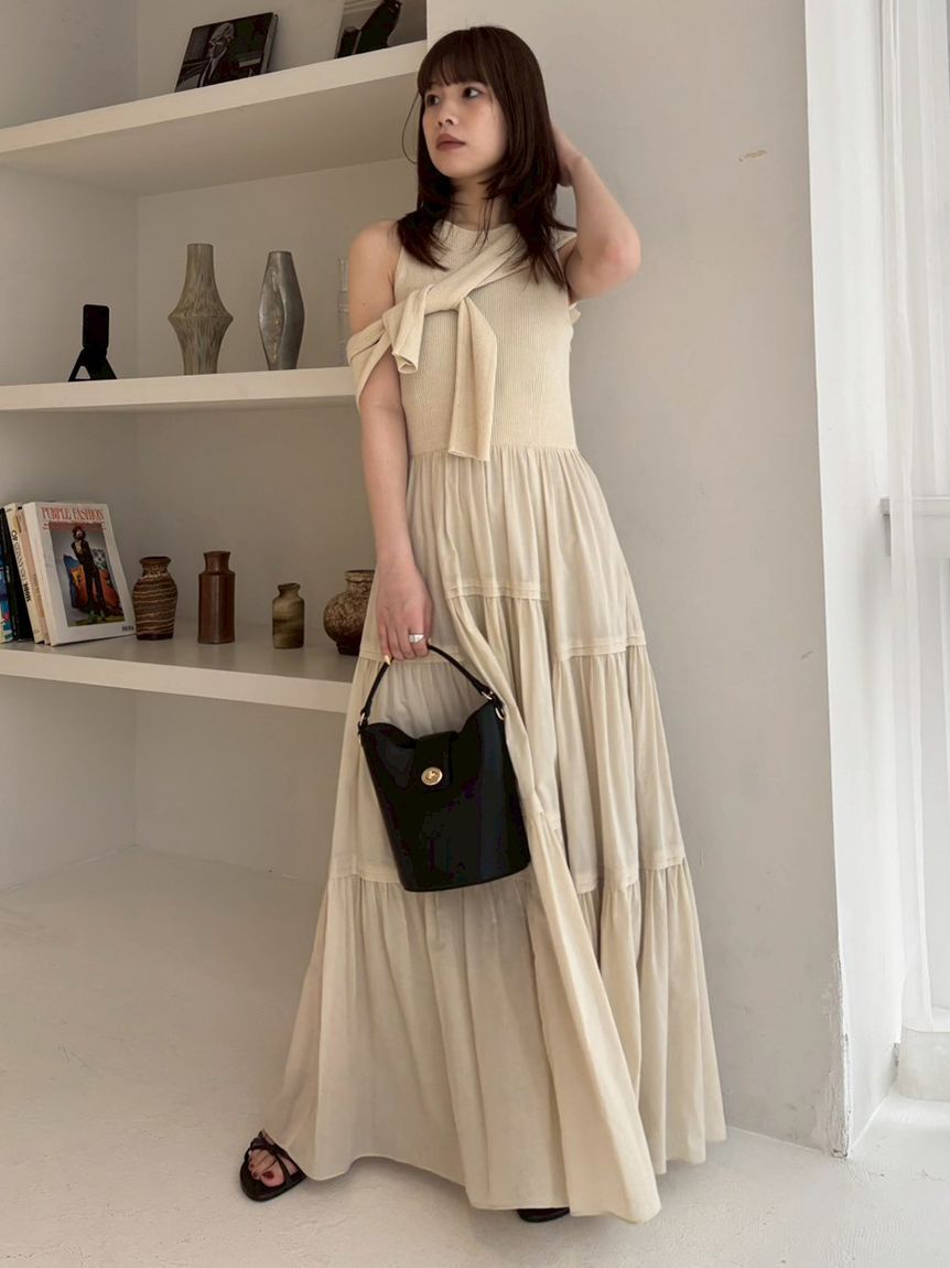 FRAY I.D「リブニットコンビティアードワンピース」|ワンピース|