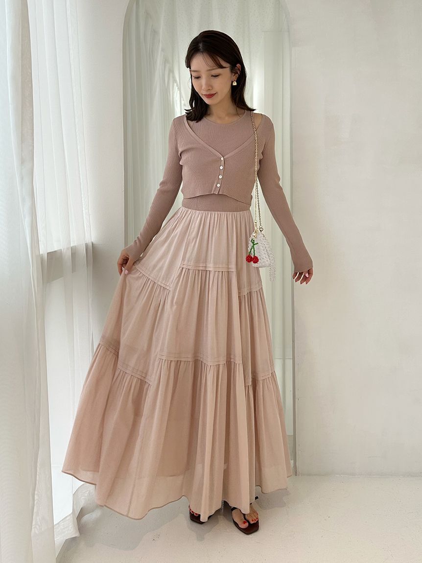 FRAY I.D「リブニットコンビティアードワンピース」|ワンピース|