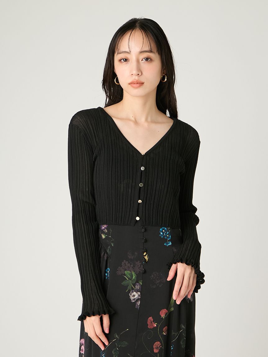 FRAY I.D「リブシアークロップドカーディガン」|カーディガン|