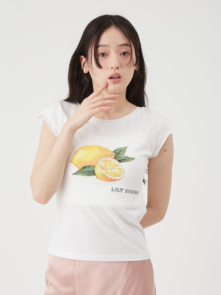 LILY BROWN「[L.B CANDY STOCK]フルーツビジューTシャツ」|Tシャツ・カットソー|
