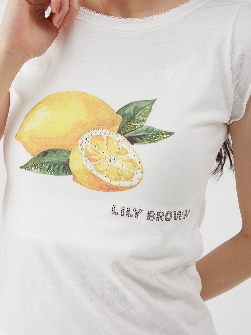 LILY BROWN「[L.B CANDY STOCK]フルーツビジューTシャツ」|Tシャツ・カットソー|