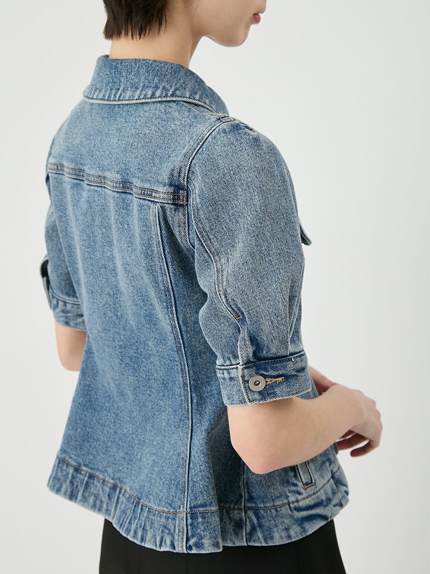 LILY BROWN「ハーフスリーブペプラムデニムジャケット」|デニムジャケット|