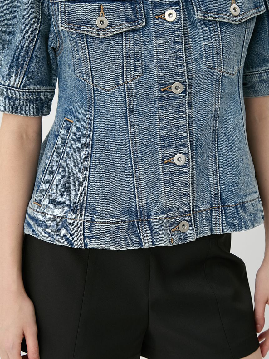 LILY BROWN「ハーフスリーブペプラムデニムジャケット」|デニムジャケット|