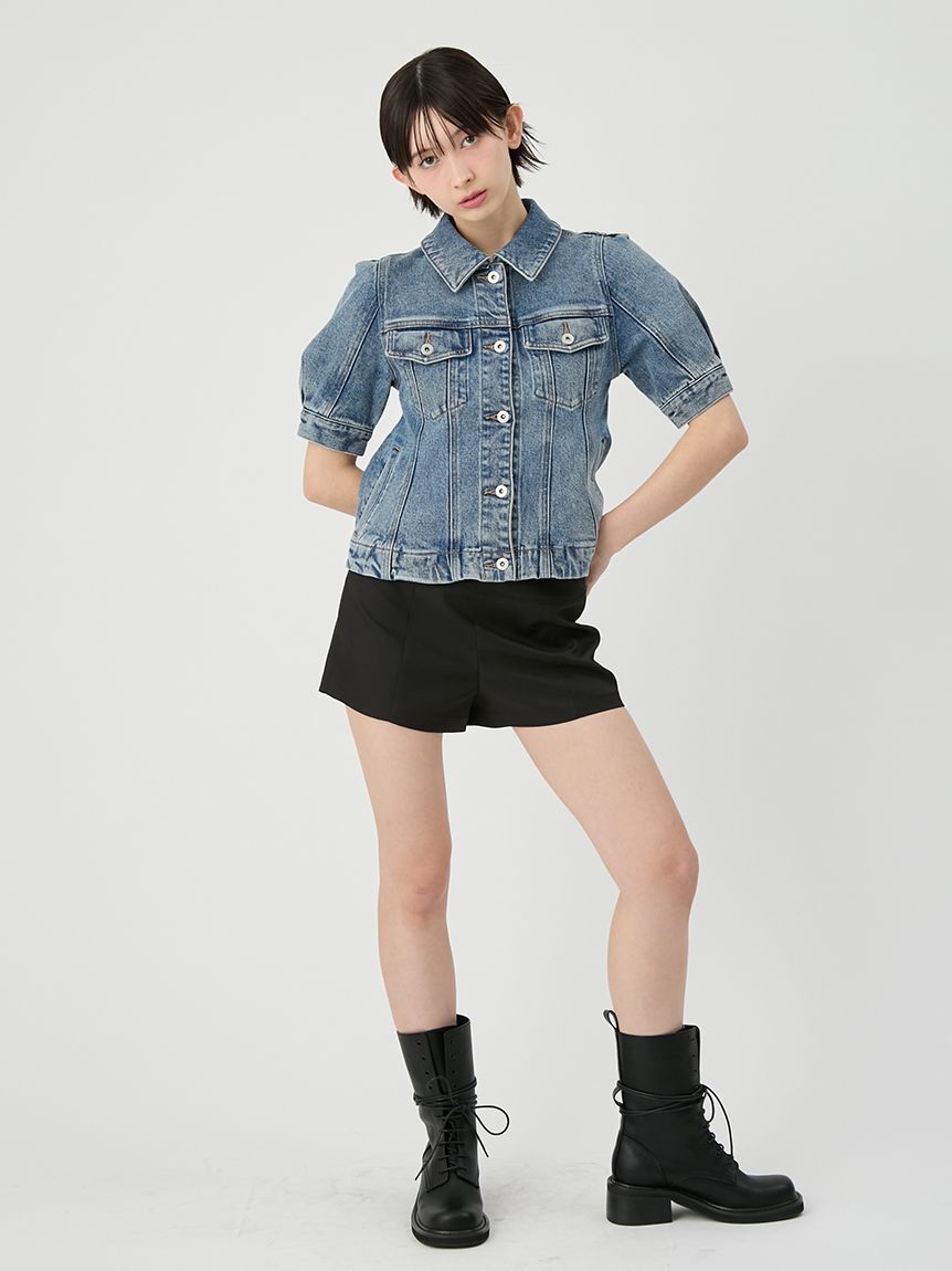 LILY BROWN「ハーフスリーブペプラムデニムジャケット」|デニムジャケット|