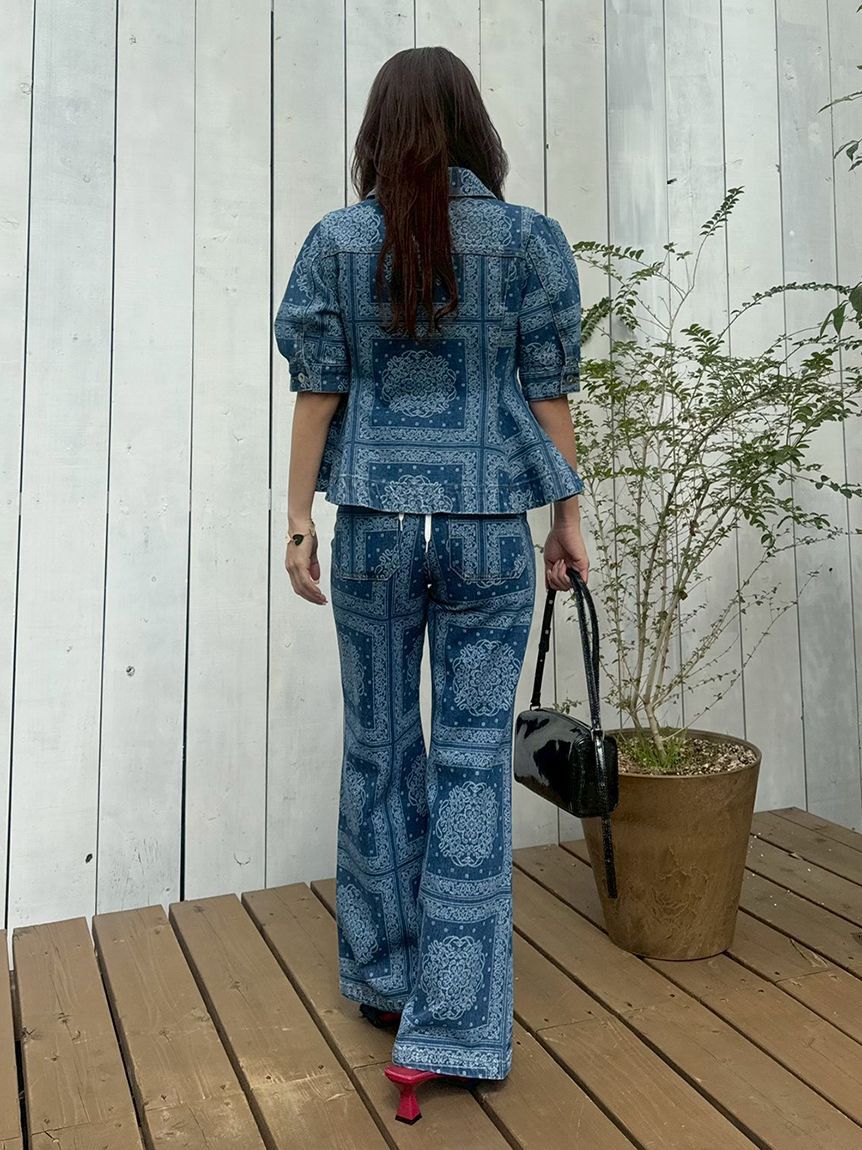 LILY BROWN「ハーフスリーブペプラムデニムジャケット」|デニムジャケット|