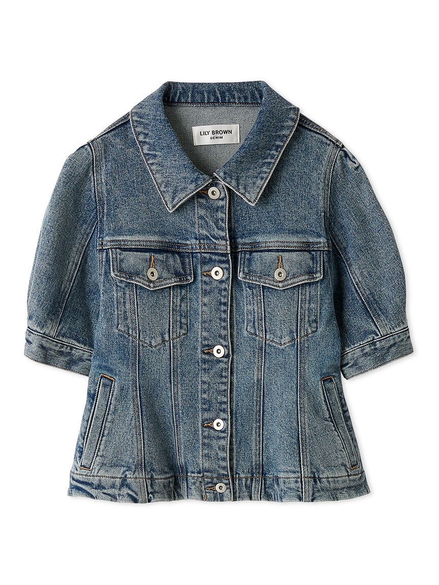 LILY BROWN「ハーフスリーブペプラムデニムジャケット」|デニムジャケット|