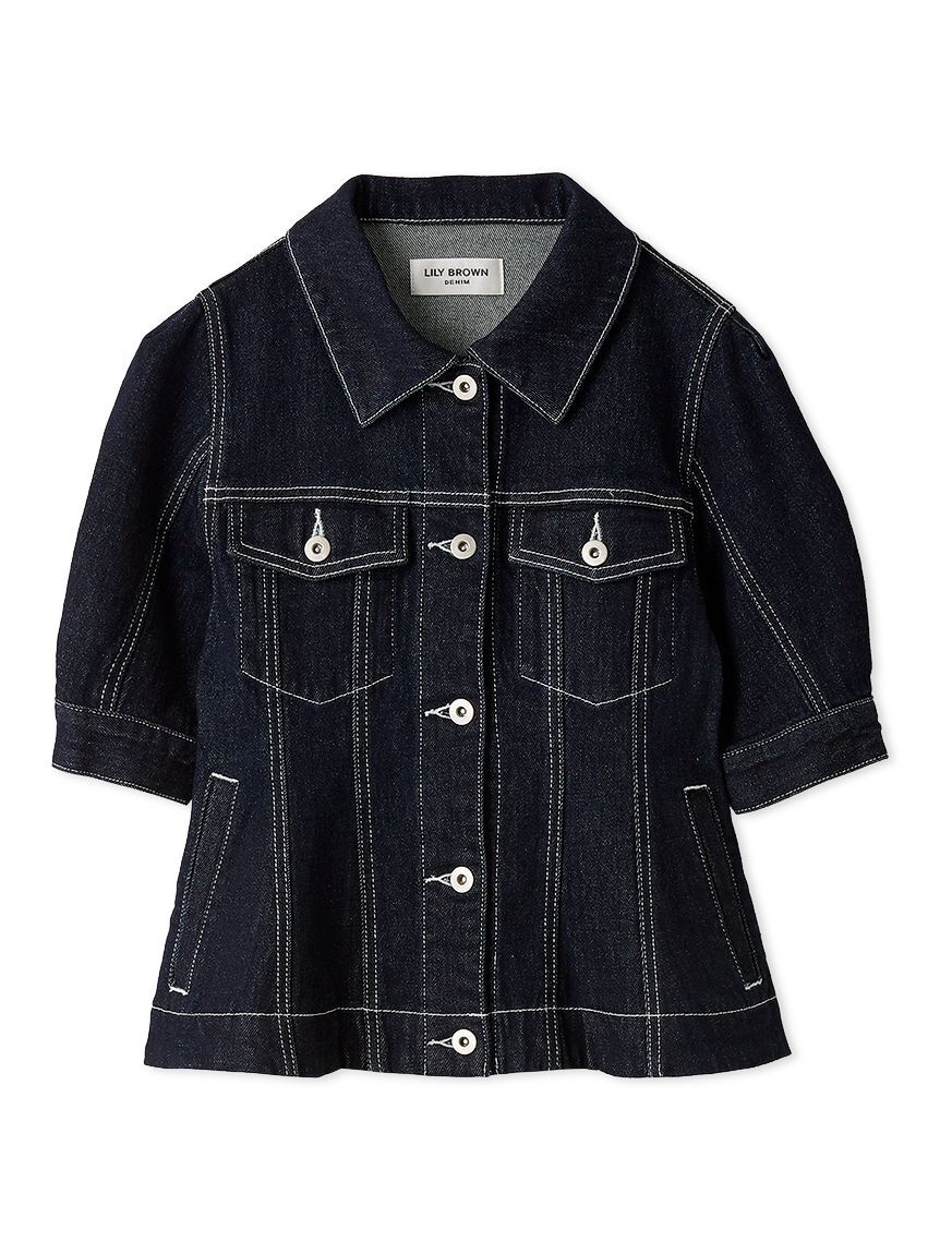 LILY BROWN「ハーフスリーブペプラムデニムジャケット」|デニムジャケット|