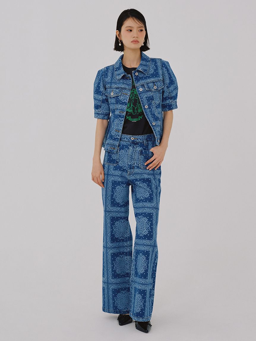 LILY BROWN「ハーフスリーブペプラムデニムジャケット」|デニムジャケット|