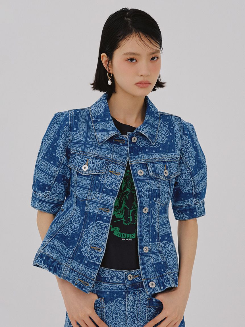 LILY BROWN「ハーフスリーブペプラムデニムジャケット」|デニムジャケット|BLU