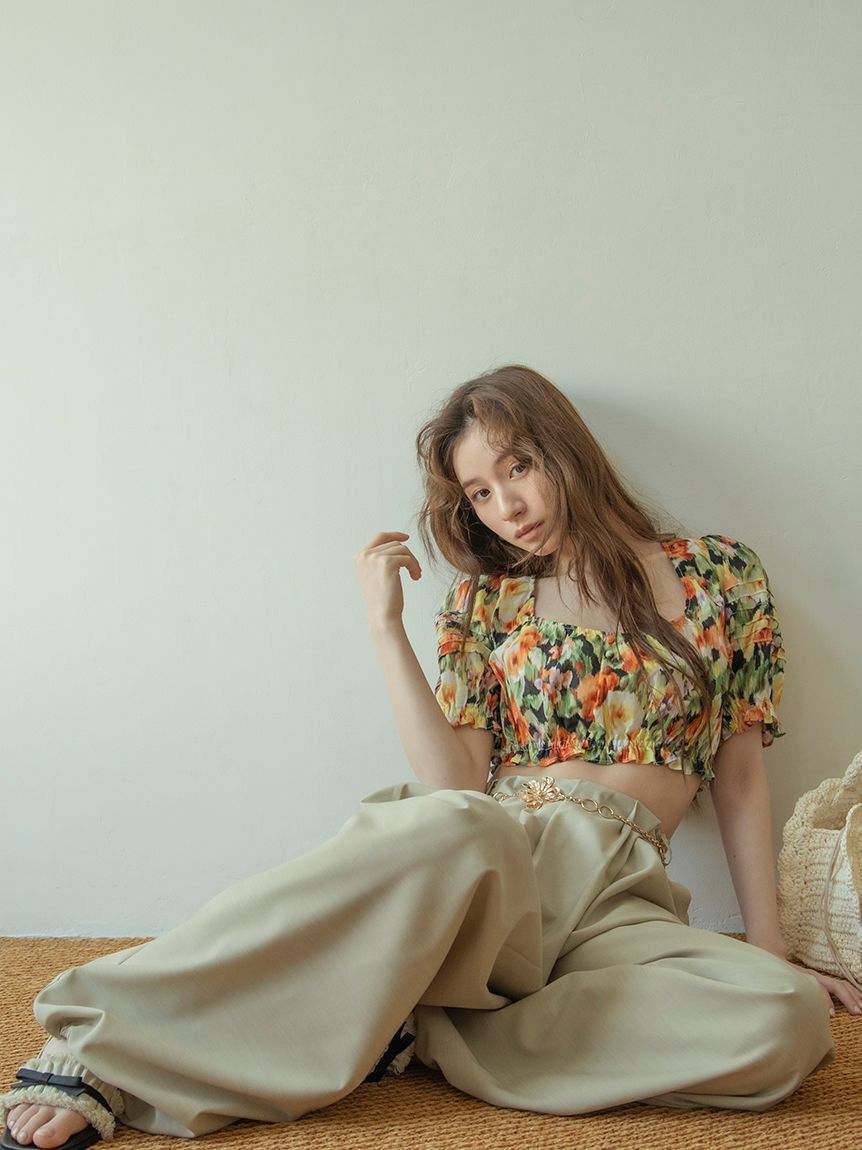 LILY BROWN「リネンライクタックドロストスラックス」|チノ|