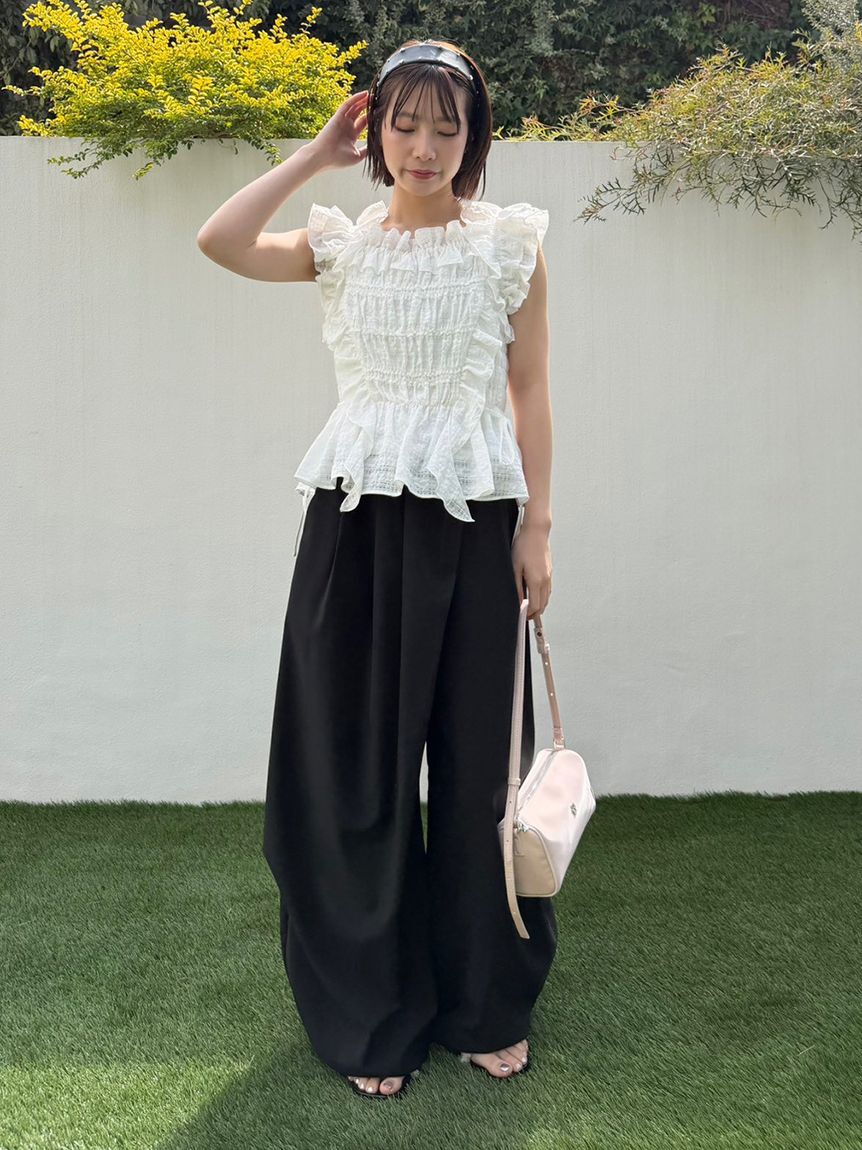 LILY BROWN「リネンライクタックドロストスラックス」|チノ|