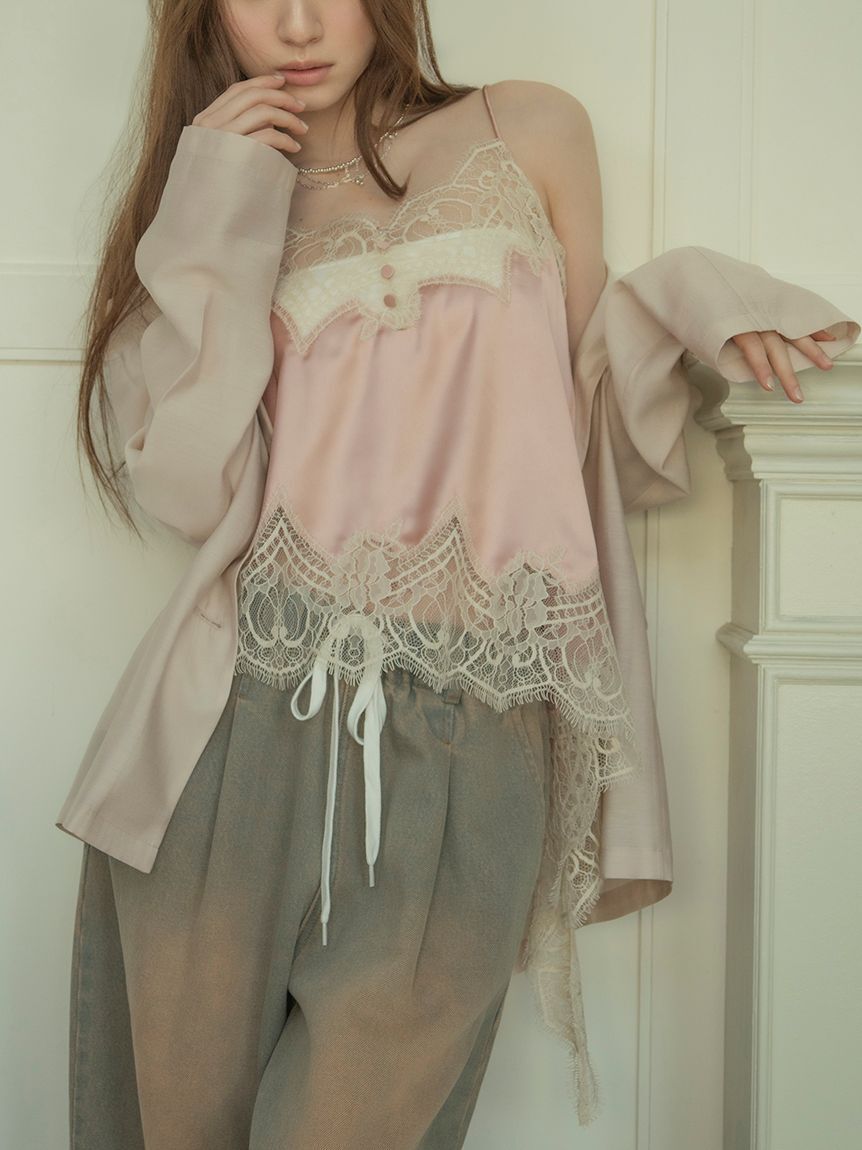 LILY BROWN「イレギュラーヘムサテンキャミトップス」|キャミソール|