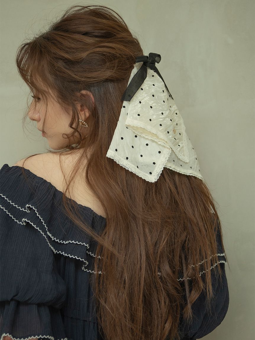 LILY BROWN「コットンレースバレッタ」|ヘアバンド|