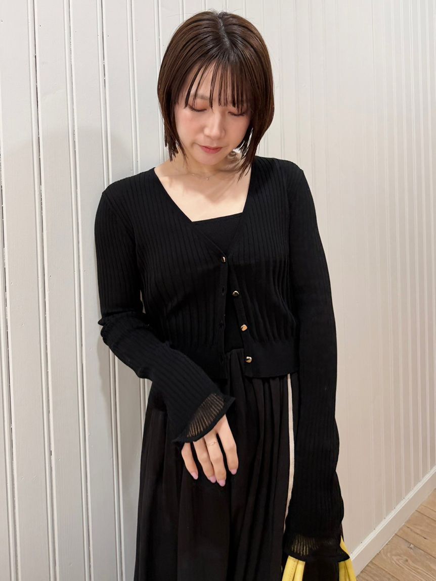 LILY BROWN「【限定カラー】【ウォッシャブル】Vネックニットカーディガン」|カーディガン|BLK