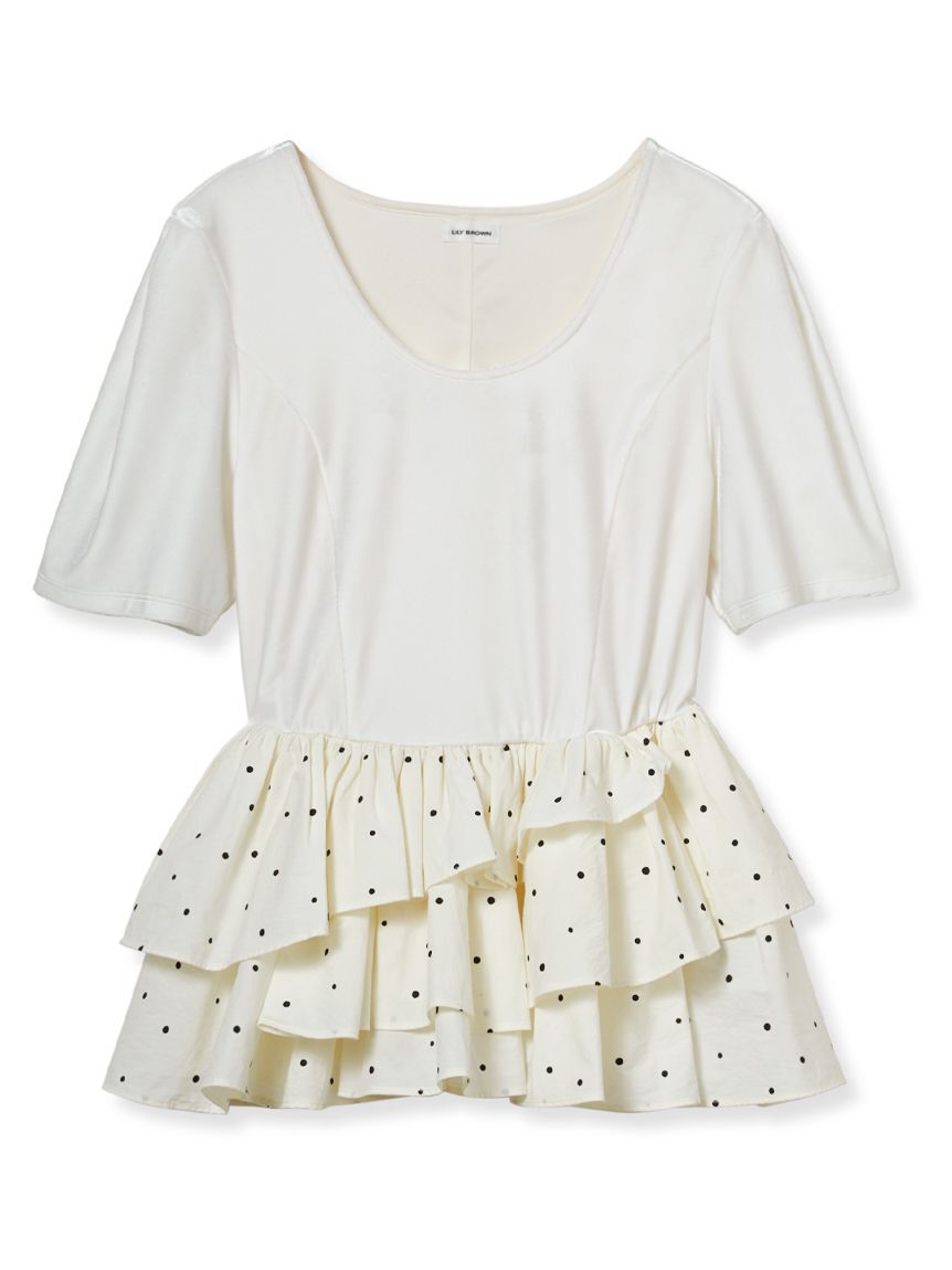 LILY BROWN「ベロアペプラムフリルトップス」|Tシャツ・カットソー|