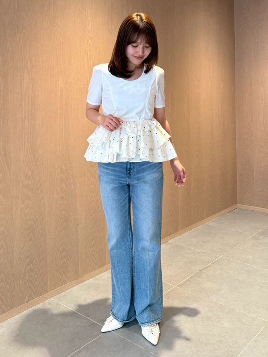 LILY BROWN「ベロアペプラムフリルトップス」|Tシャツ・カットソー|