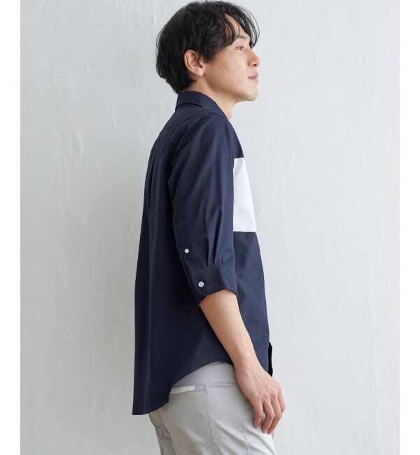 ikka「7分袖ブロックス切り替えシャツ」|シャツ・ブラウス|