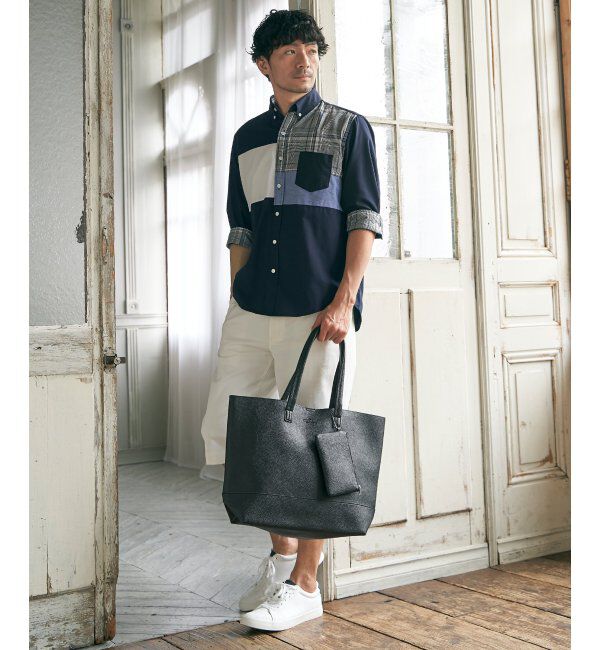 ikka「7分袖ブロックス切り替えシャツ」|シャツ・ブラウス|