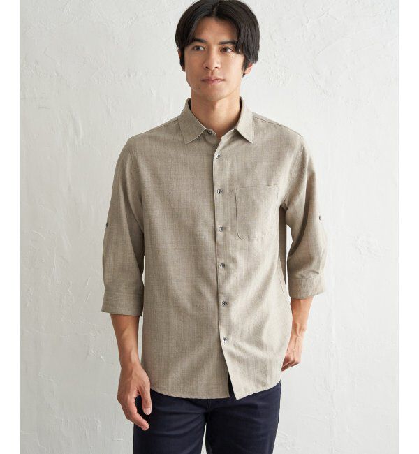 ikka「速乾ドビー袖2wayシャツ」|シャツ・ブラウス|ベージュ