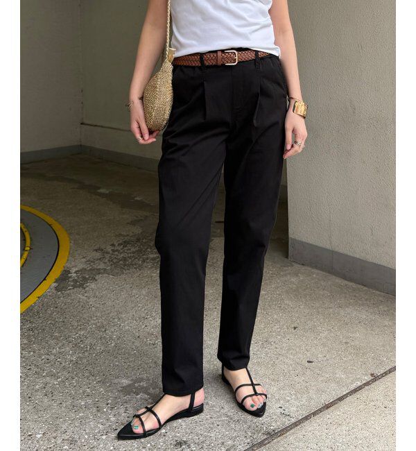 Lbc with Life「さらひやジップレステーパードパンツ」|その他|ブラック