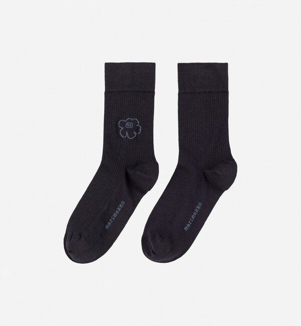 Marimekko「Taipuisa Unikko ソックス」|ソックス|ブラック